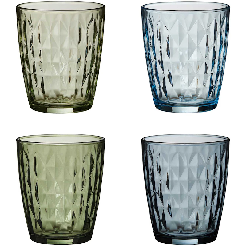 Mosaik Dricksglas 4-pack 34 cl, Grönblå