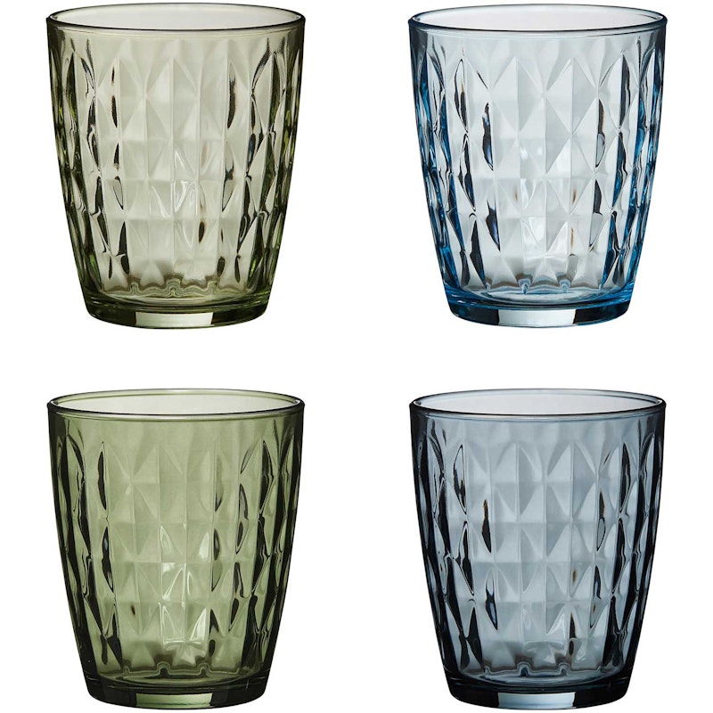 Mosaik Dricksglas 4-pack 34 cl, Grönblå