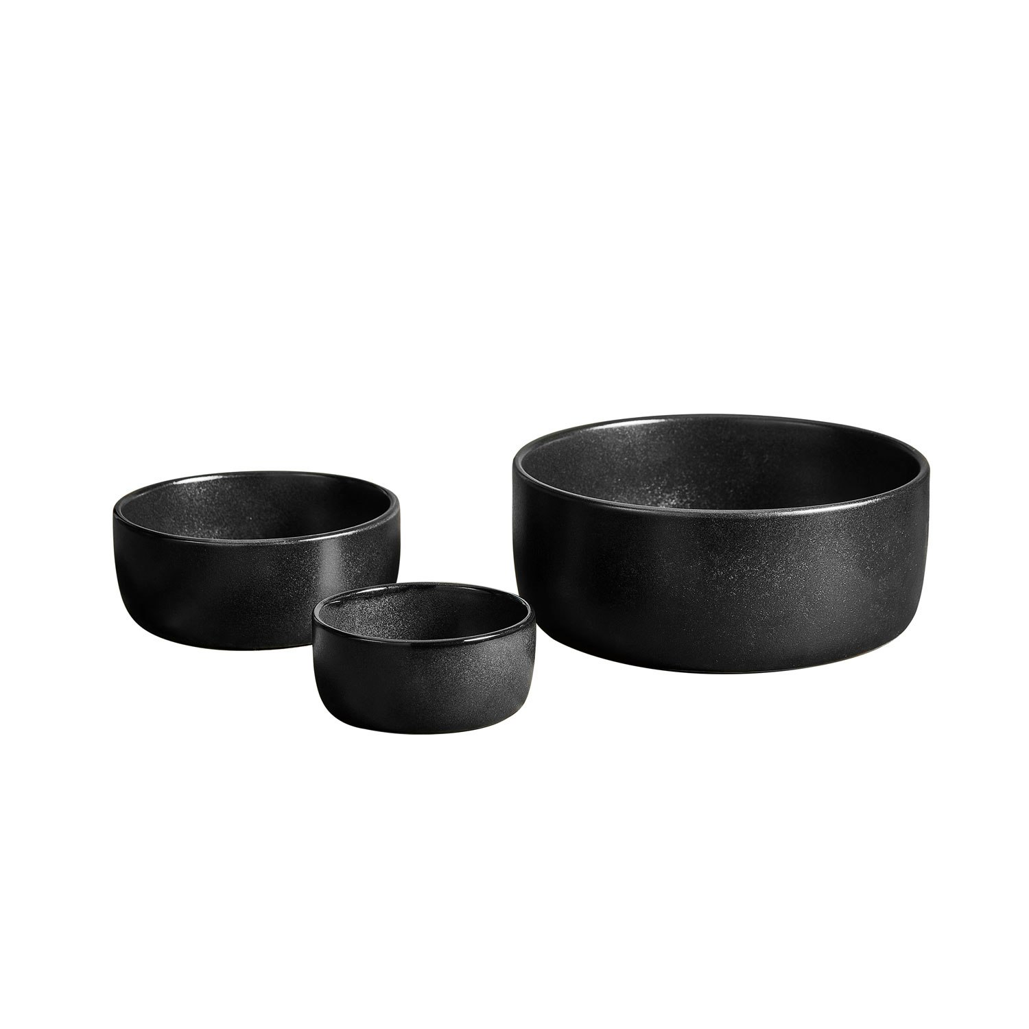 Aida Raw Sk&aring;lset 3-pack - Serveringssk&aring;lar Stengods Titanium Black