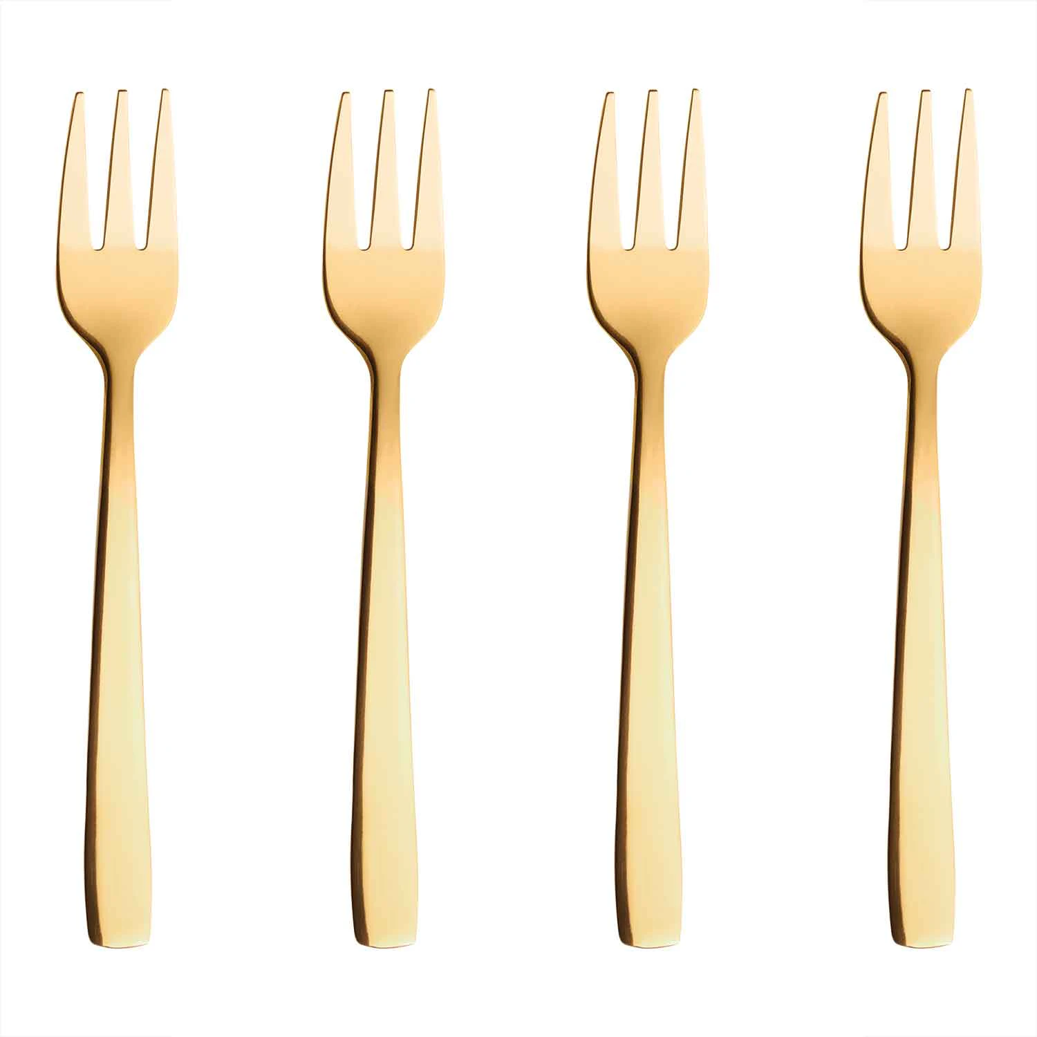 aida raw tårtgaffel 4-pack - rostfritt stål guld