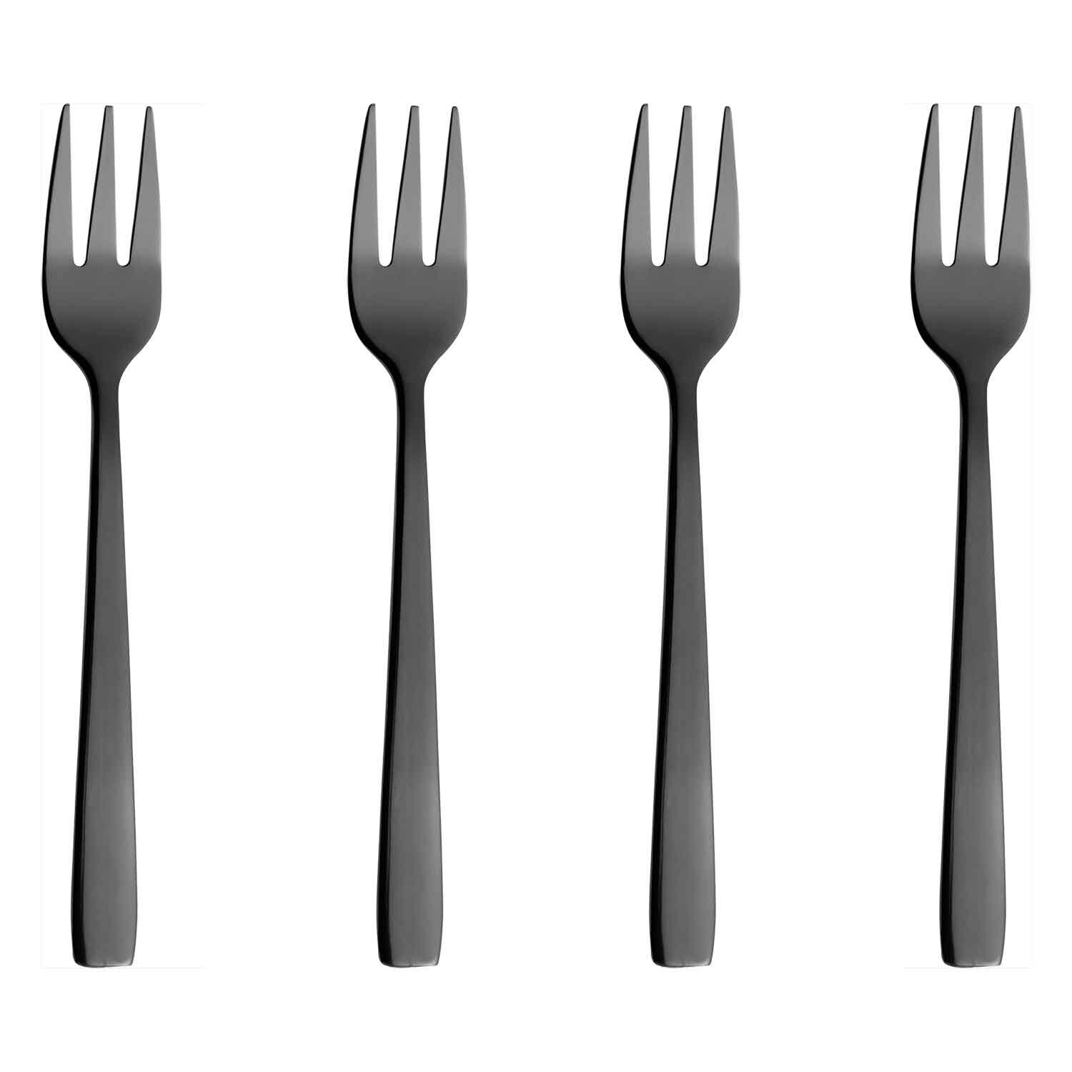aida raw tårtgaffel 4-pack - rostfritt stål svart