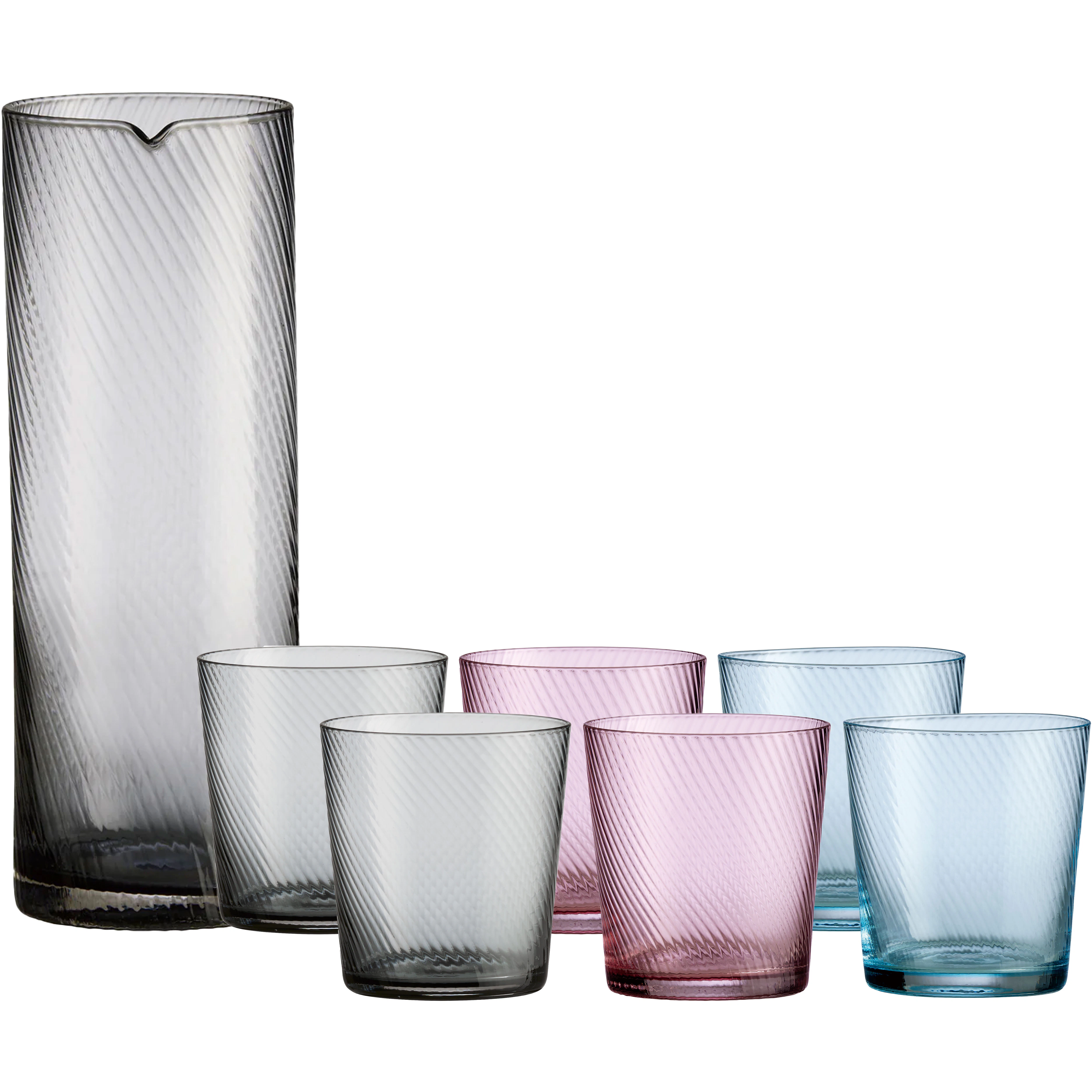 Aida Raw Unique Swirl set 7-pack - Dricksglas Glas Multi