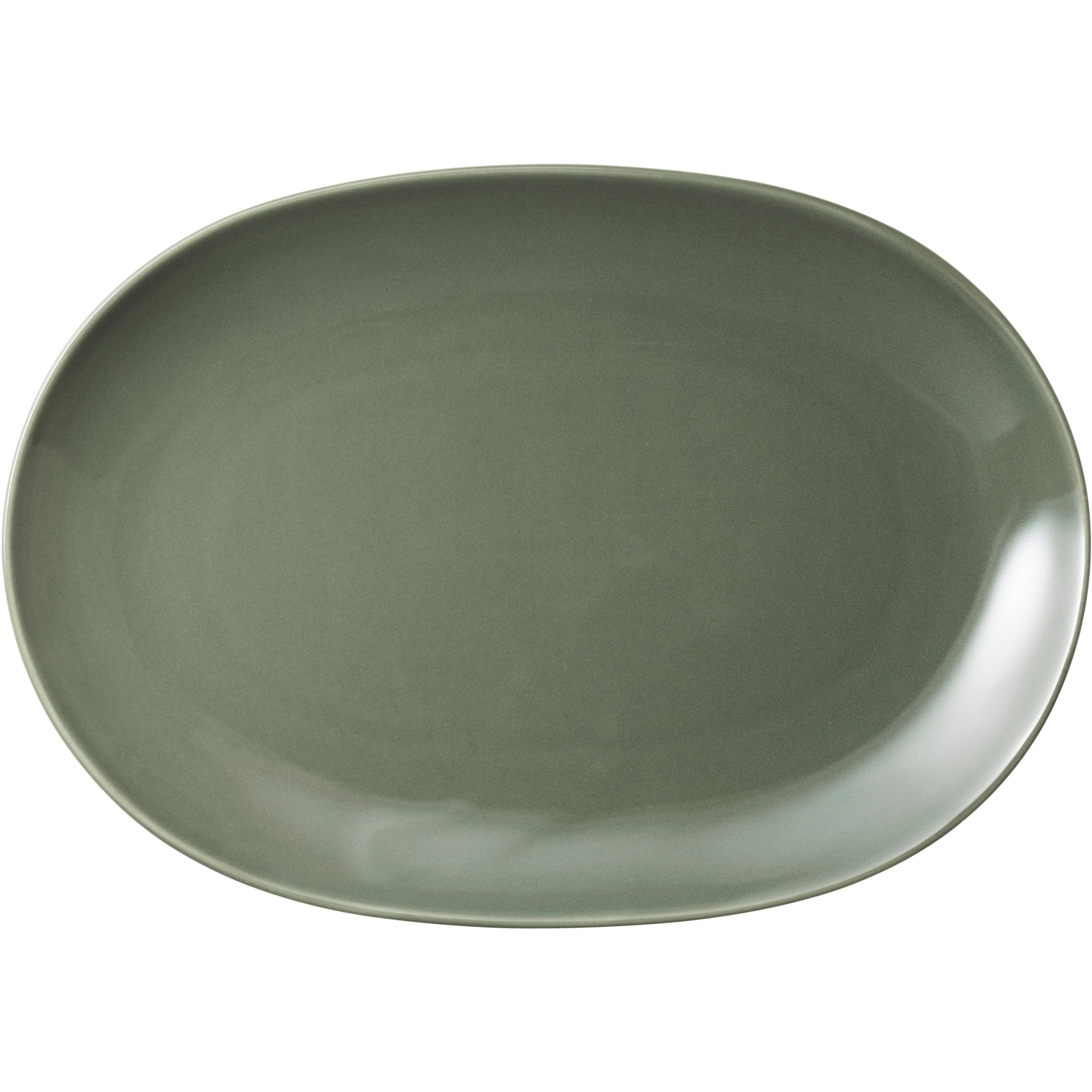 Arabia 24h Oval Tallrik 18x28 Cm - Uppl&auml;ggningsfat Vitroporslin Vintergr&ouml;n