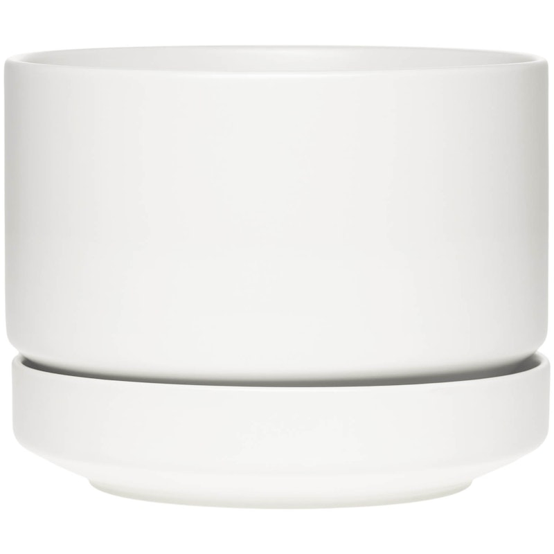 Kruka Med Fat H15 cm, Mattvit