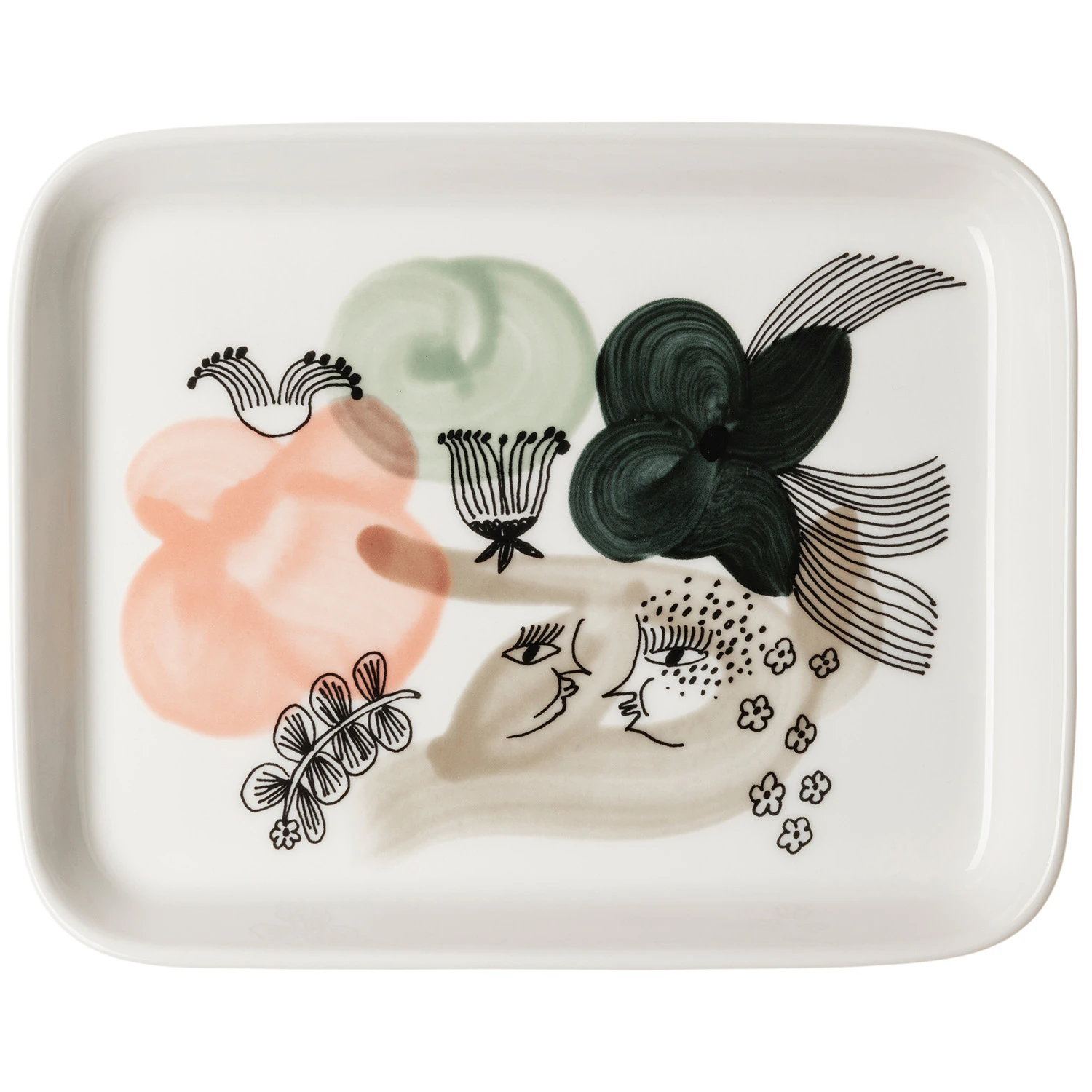 arabia kukkamaa tallrik 15x19 cm - vitroporslin grön