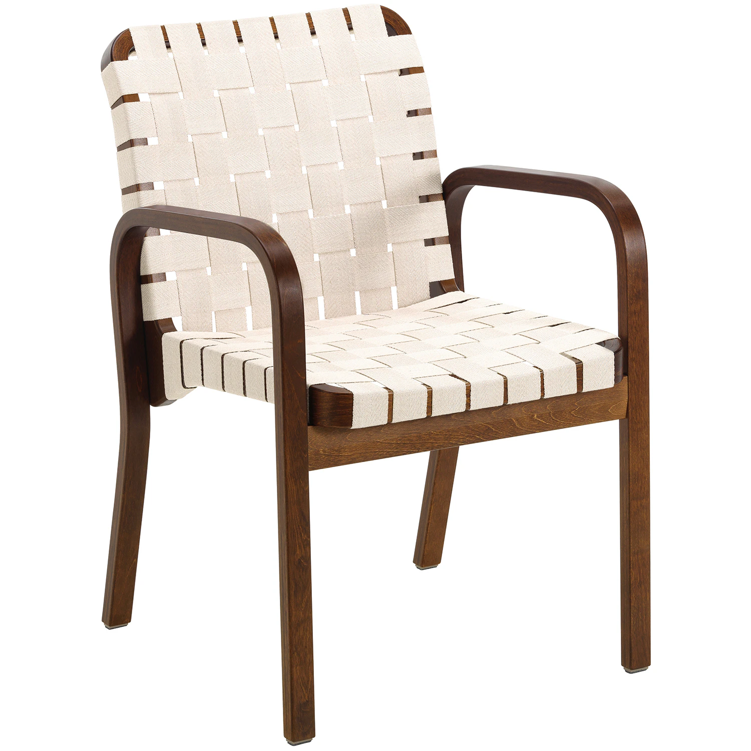 Artek Armchair 45 Karmstol M&ouml;rkbetsad / t V&auml;vband - Stolar Bj&ouml;rk Vit