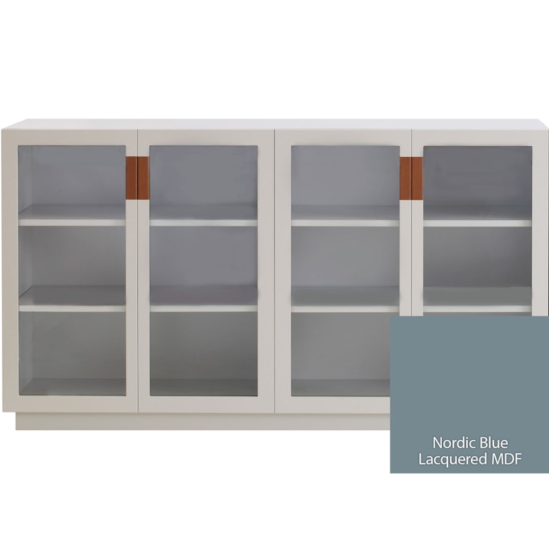 Frame 160 Medium Vitrinskåp Med Glasdörrar, Nordic Blue / Konjak