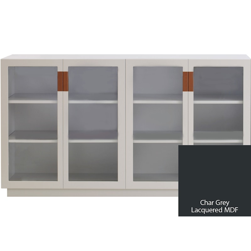 Frame 160 Medium Vitrinskåp Med Glasdörrar, Char Grey / Konjak