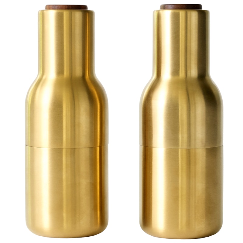 Bottle Grinder Kryddkvarn 2-pack, Borstad Mässing / Valnöt