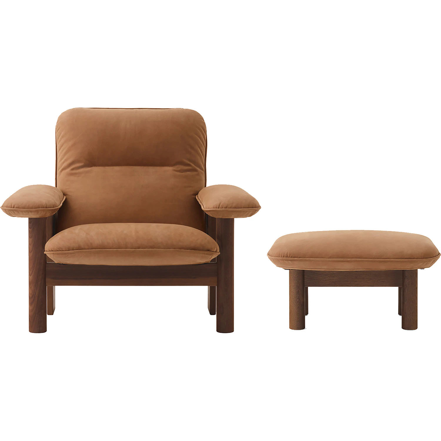Audo Copenhagen Brasilia F&aring;t&ouml;lj Med Ottoman M&ouml;rkbetsad Ek - Massiv Ek Camel