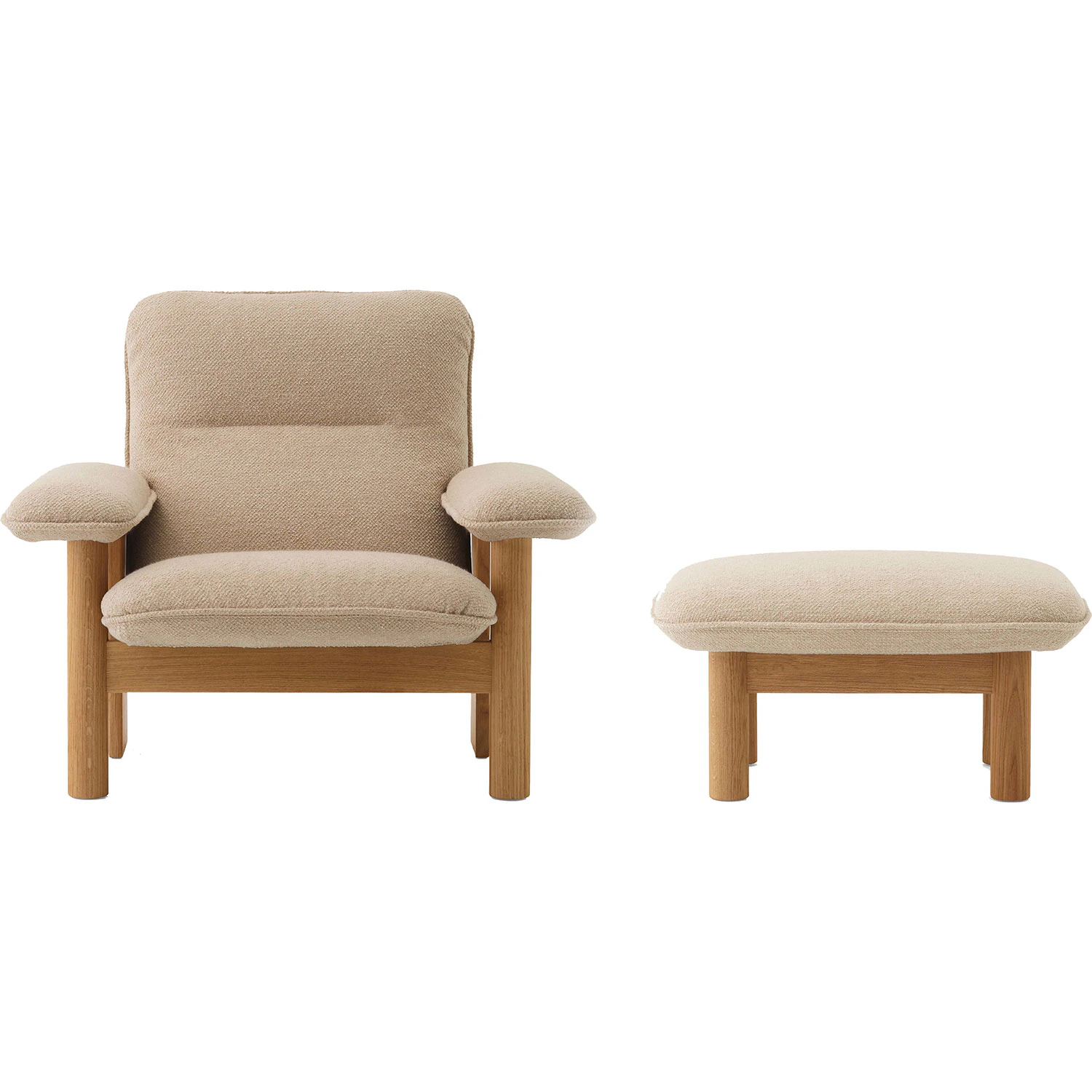 audo copenhagen brasilia fåtölj med ottoman naturlig ek - bouclé bouclé 02 beige