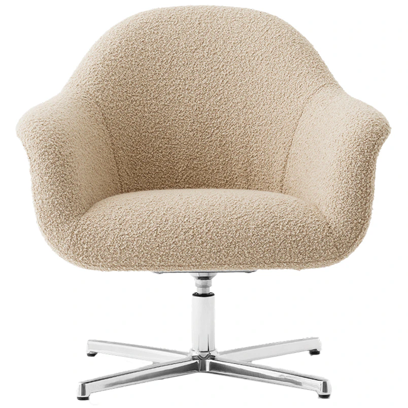 audo copenhagen harbour loungefåtölj med snurrbas baena 15 / aluminium - bouclé beige