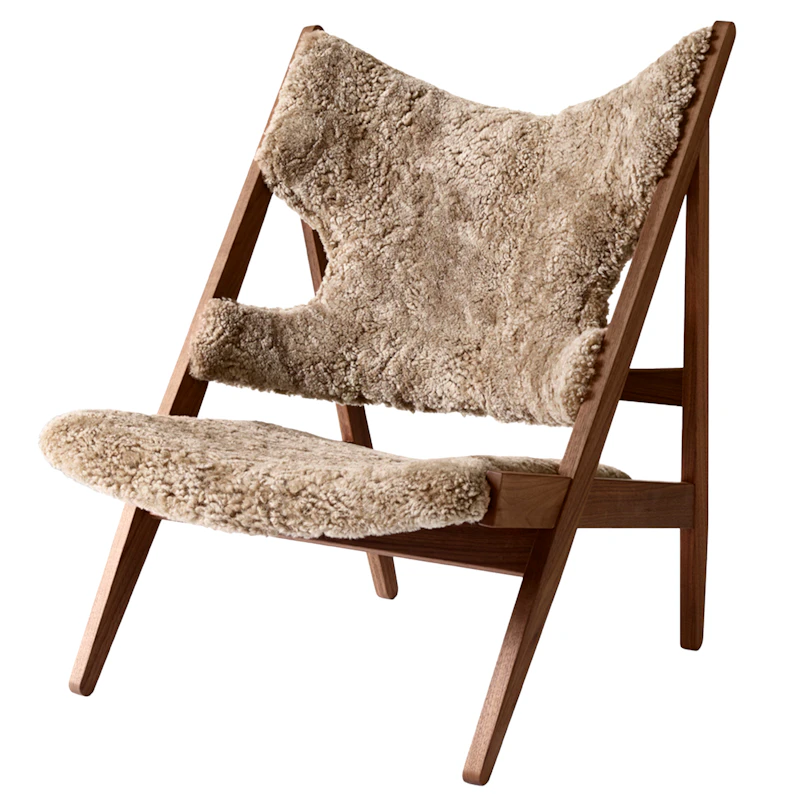 Knitting Loungestol, Valnöt / Fårskinn Sahara