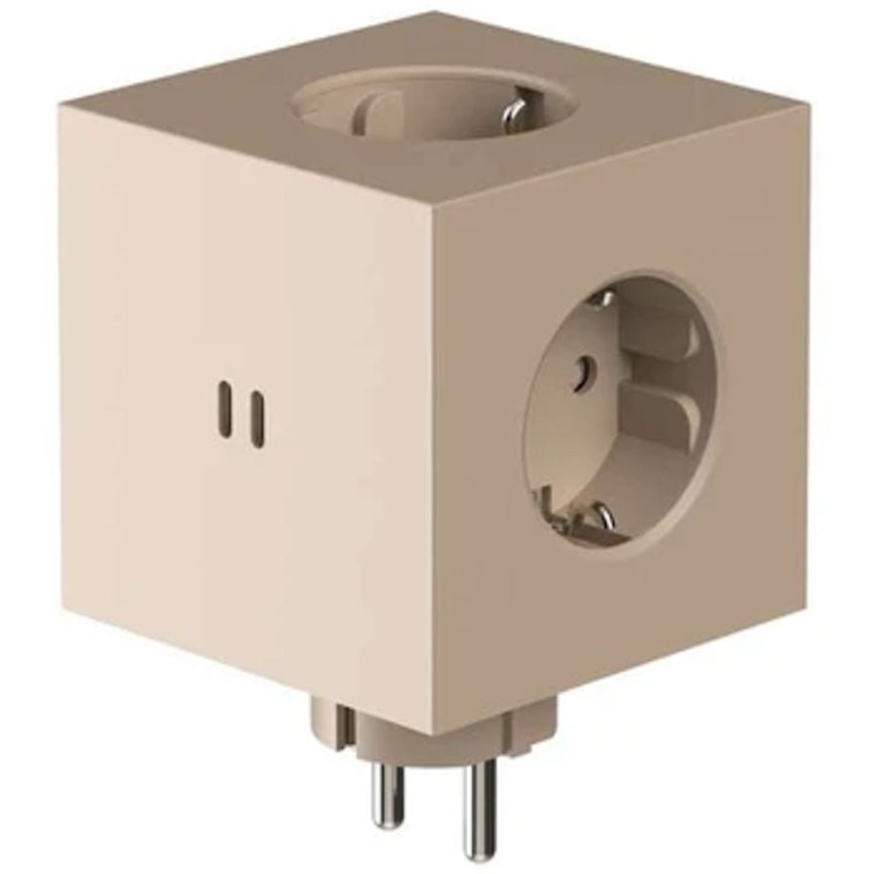 Square 2 Uttagsförlängare Med USB-C / Magnet, Beige