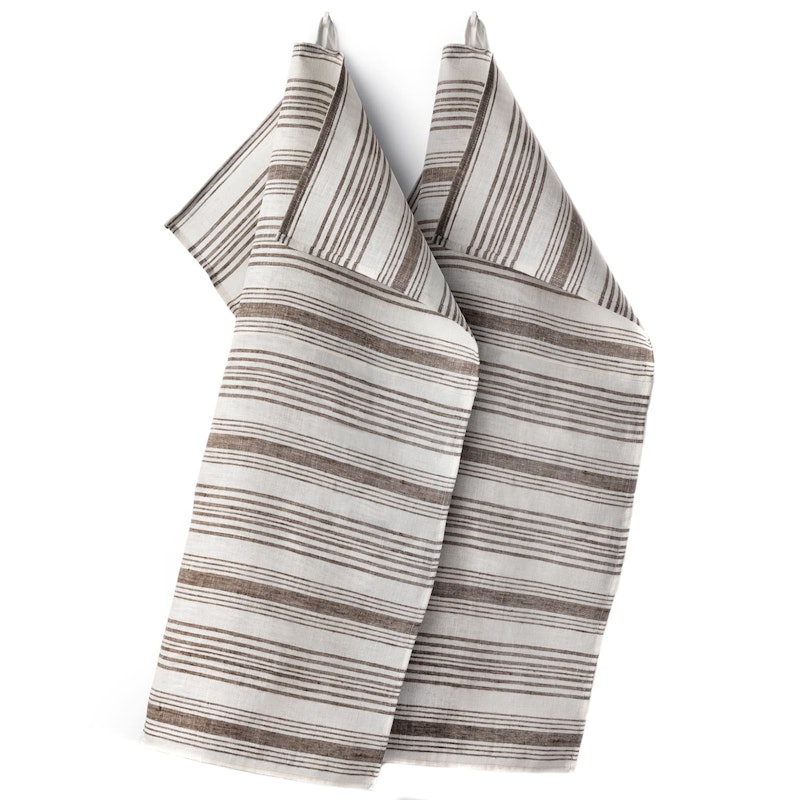 Gästabud Handduk Linne 50x70 cm 2-pack, Brun