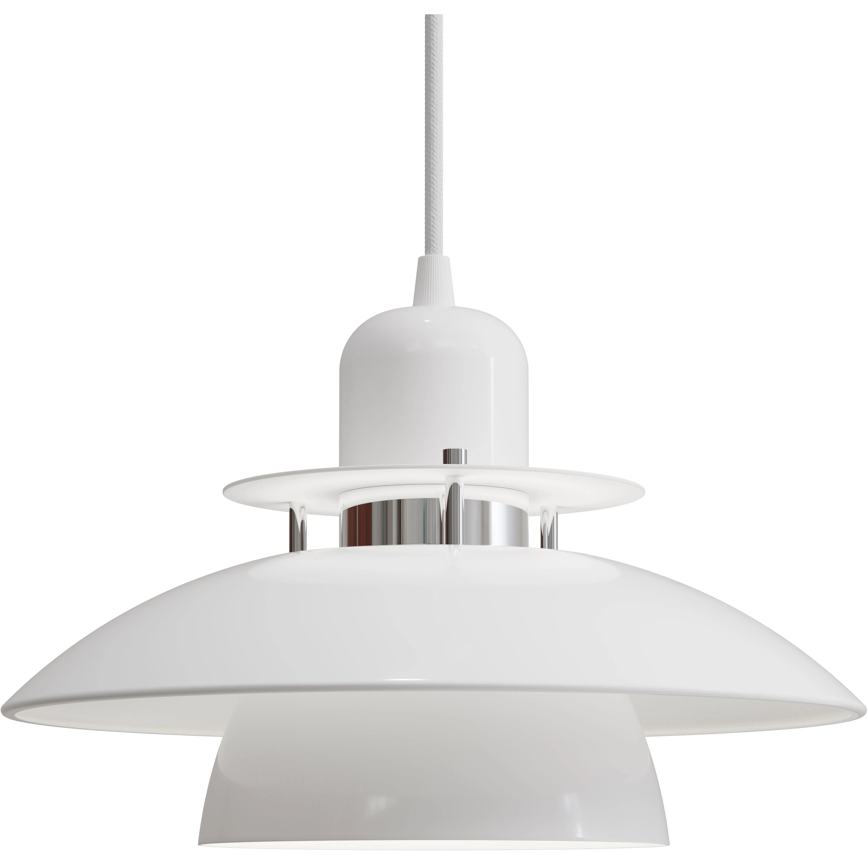 Belid Primus Iv Pendel 28 Cm Glossy White / - Pendellampor Krom