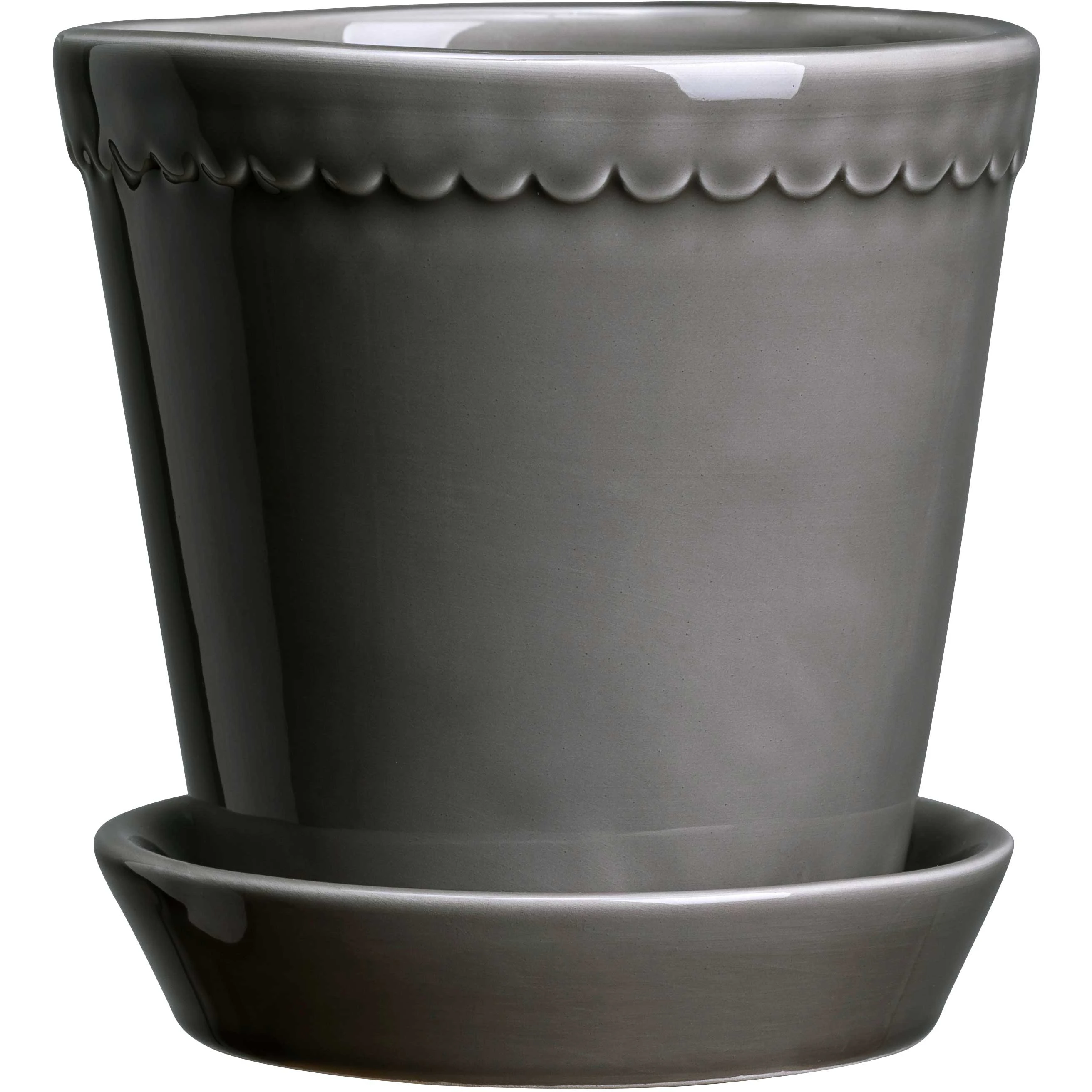 Bergs Potter Helena Kruka Med Fat 16 Cm - Krukor Terrakotta Pearl Grey