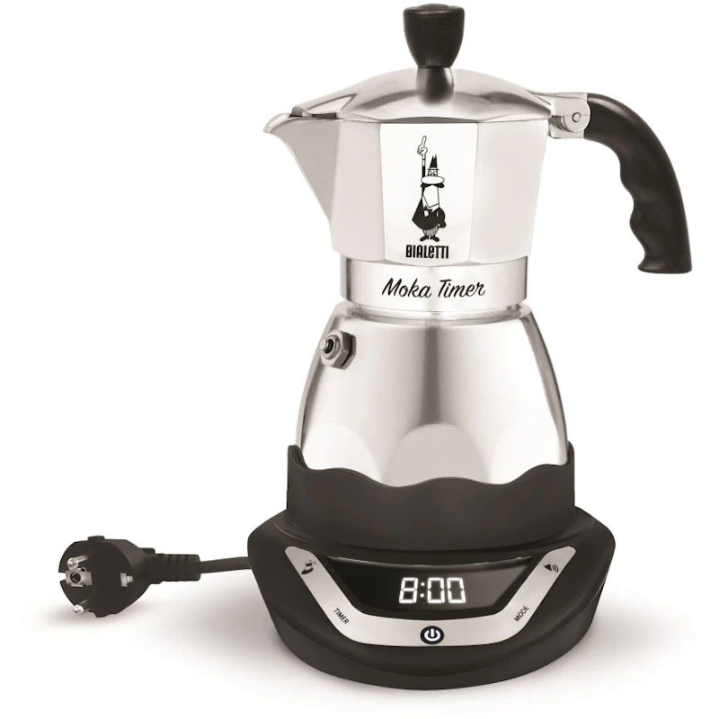 Moka Timer Kaffebryggare 3 Koppar, Silver