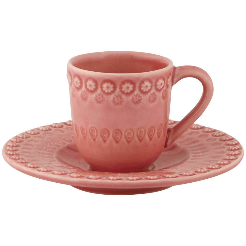 Fantasy Kaffekopp Med Fat, Rosa