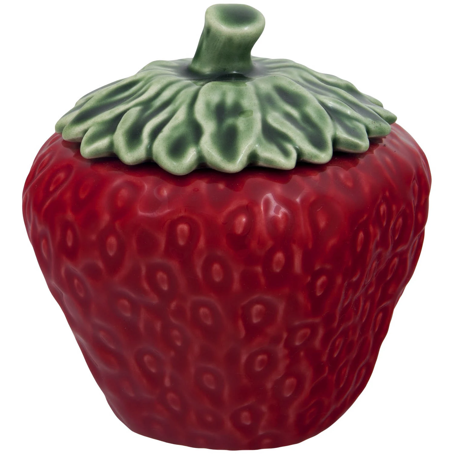 Bordallo Pinheiro Strawberries Burk Med Lock 45 Cl - F&ouml;rvaringsburkar & lock Lergods Gr&ouml;n