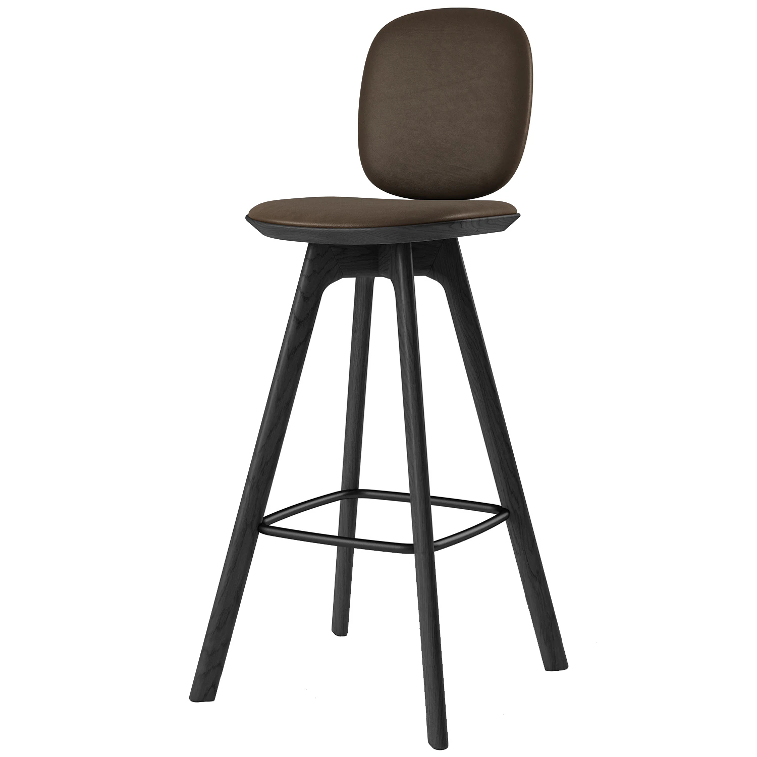 Brdr. Kr&uuml;ger Pauline Comfort Barstol 75 Cm Svartlackad Ek / Cinnamon - Barstolar L&auml;der Kanel