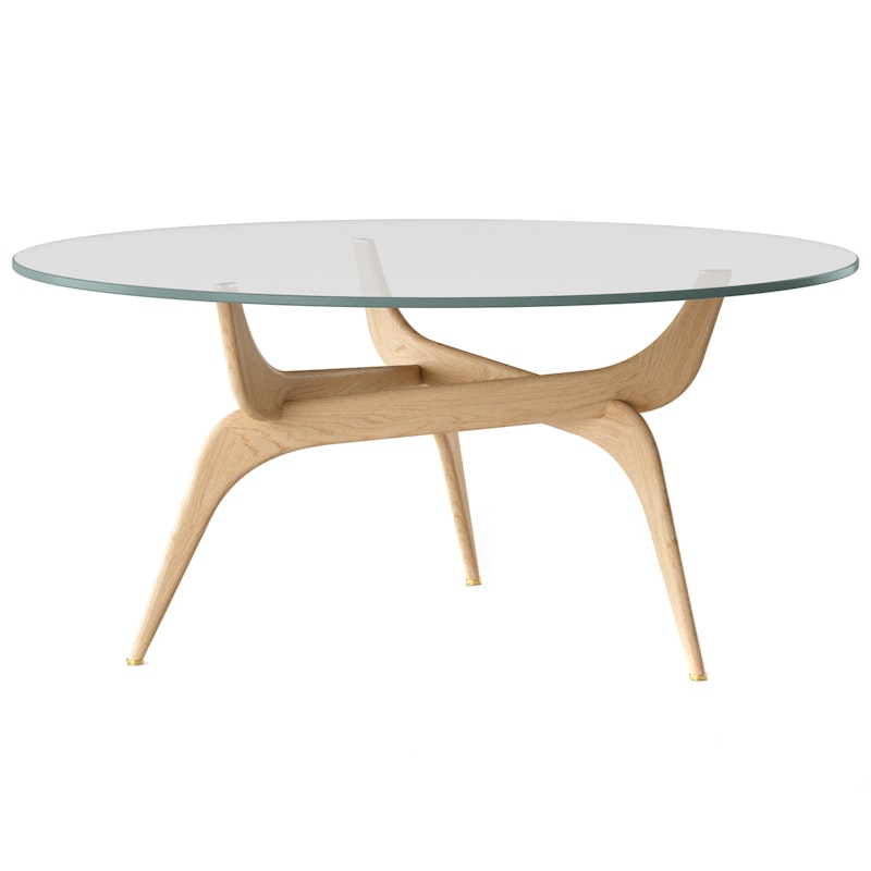 Triiio Soffbord Ø90 cm, Obehandlad Ek / Klarglas