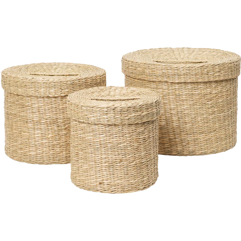 Gaby Korg Rund 3-pack, Seagrass