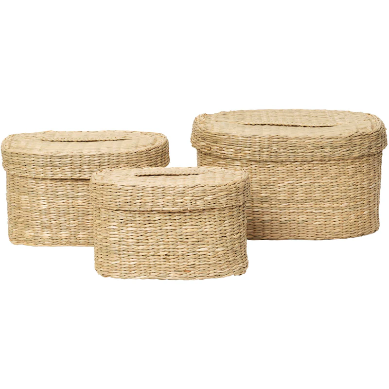 Gaby Korg Rektangulär 3-pack, Seagrass