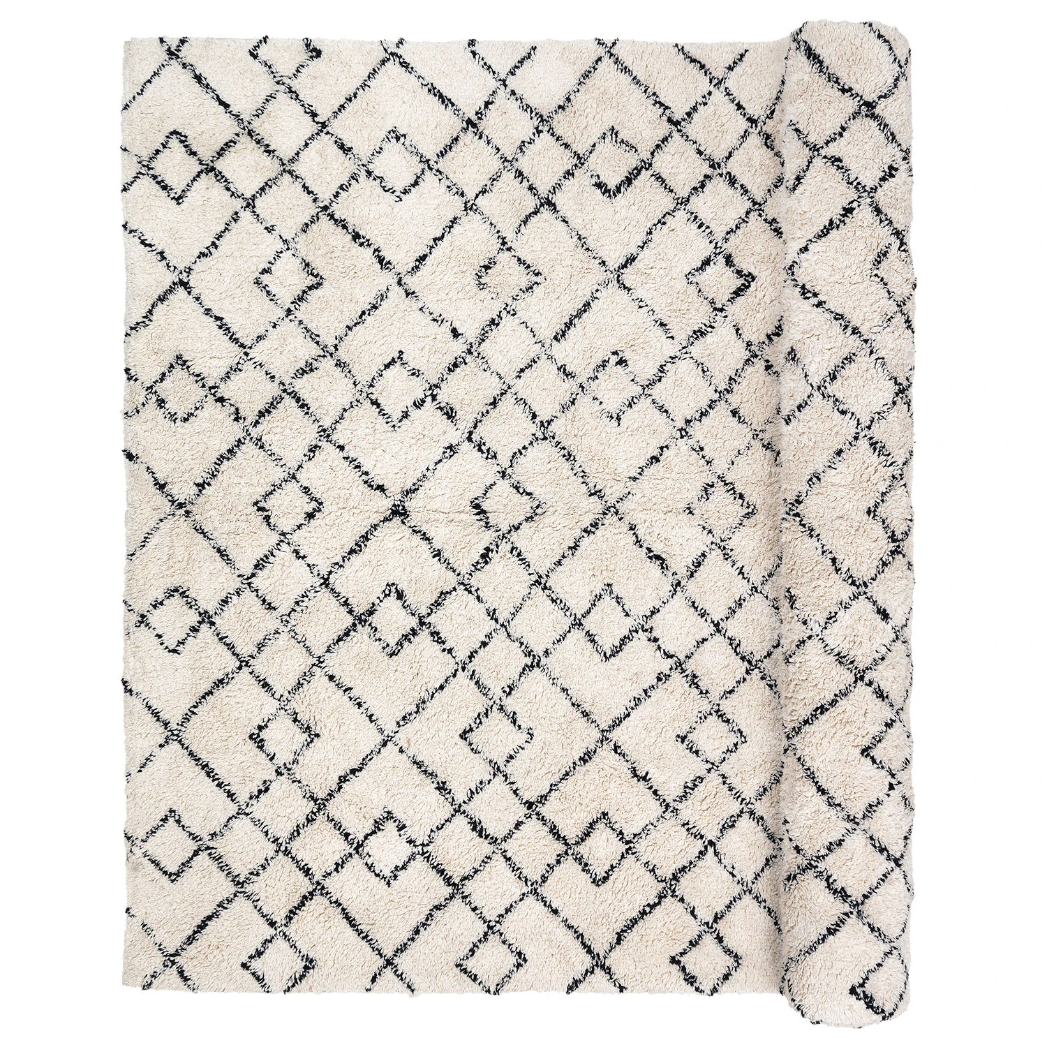 Broste Copenhagen Janson Matta 200x300 Cm Ivory/black - Mönstrade mattor Bomull Svart