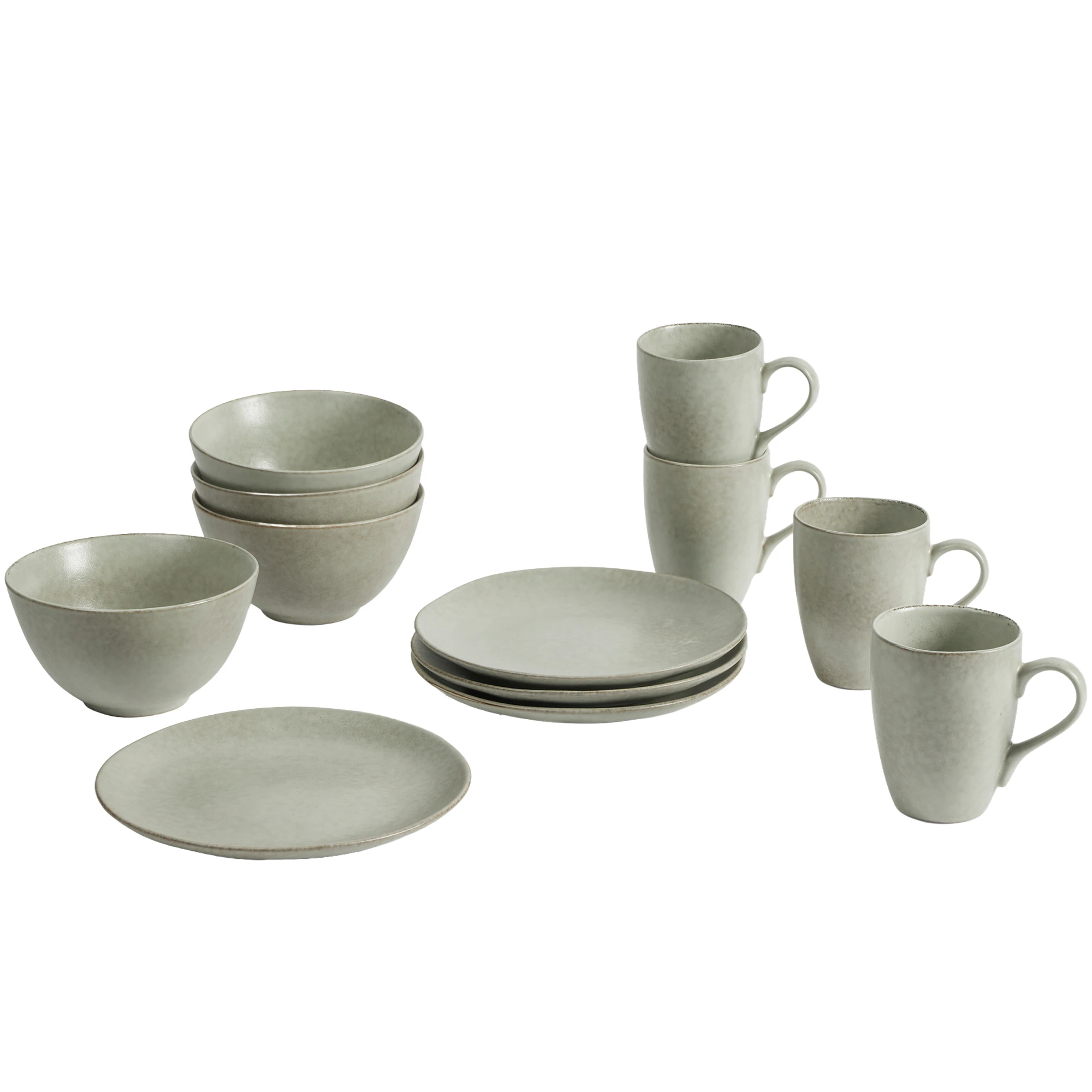 Broste Copenhagen Frukostset 12 Delar Grön - Serviser & Startset Stengods Nordic Marsh