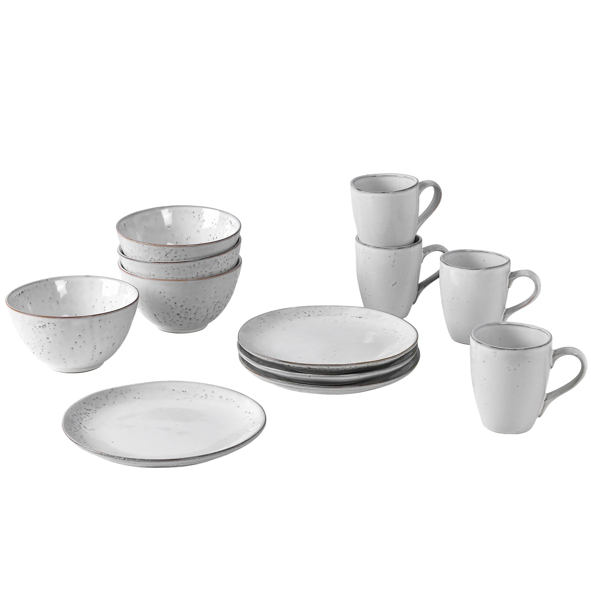 Broste Copenhagen Frukostset 12 Delar Vit - Serviser & Startset Stengods Nordic Sand