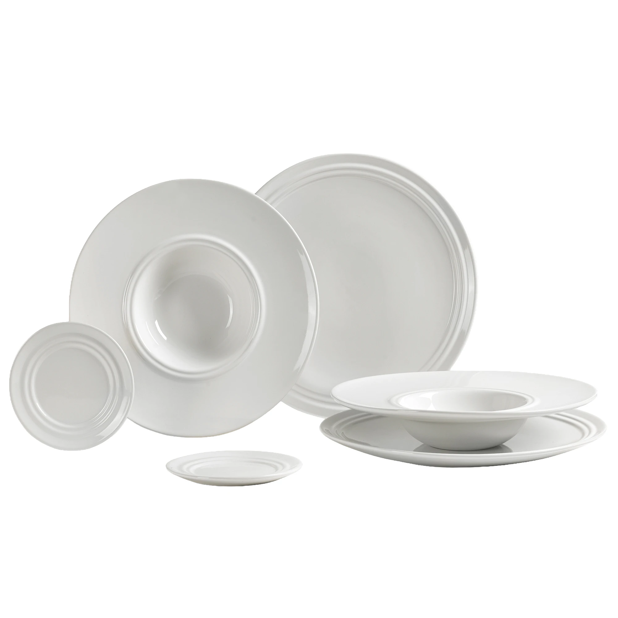 Broste Copenhagen Stevns Middagsset 6 Delar - Serviser & Startset Glaserat Stengods Vit