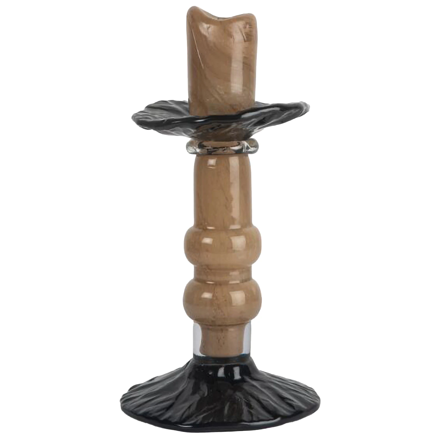 Byon Lara Ljusstake 22 Cm / Beige - Tillbeh&ouml;r ljusstakar & ljuslyktor Munbl&aring;st Glas Svart