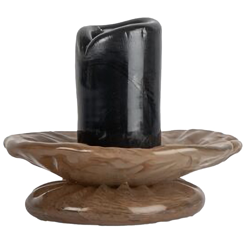 Lara Ljusstake 9 cm, Svart / Beige