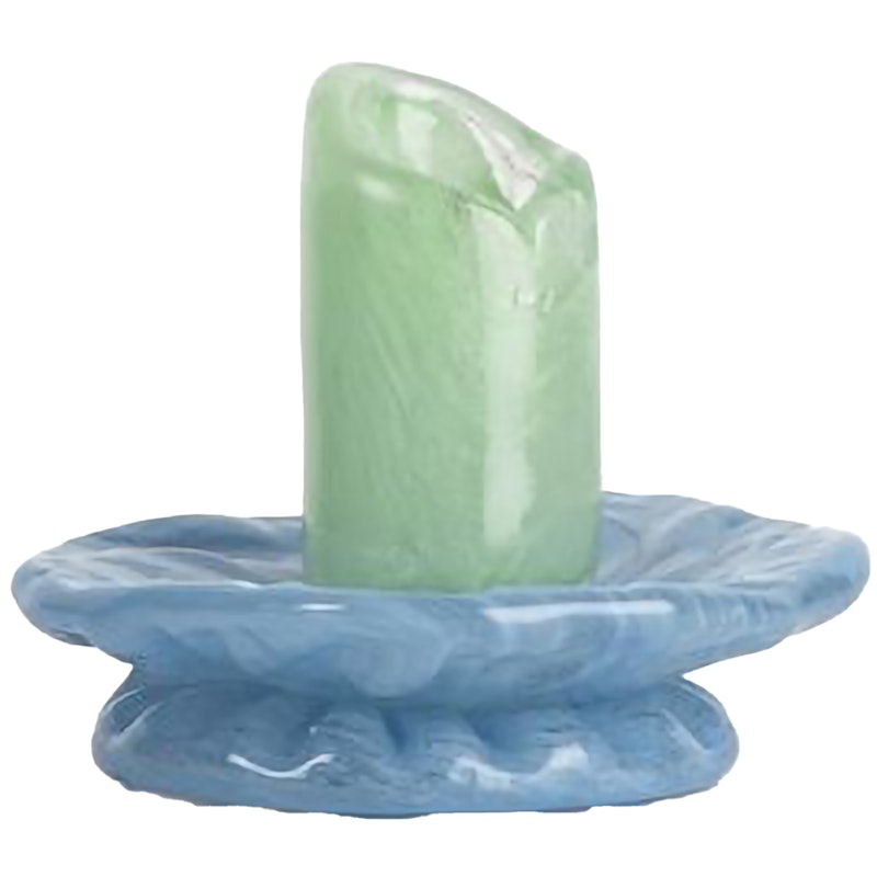 Lara Ljusstake 9 cm, Ljusblå / Minty Green