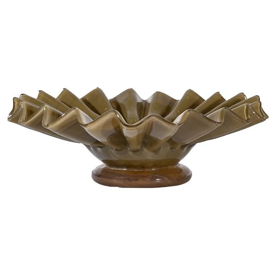 Byon Lori Skål 18 Cm / Beige - Dekorativa Accessoarer Munblåst Glas Grön