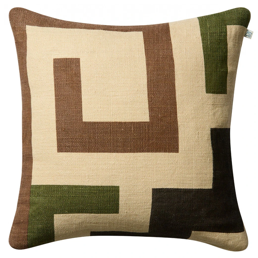 Chhatwal & Jonsson Aman Kuddfodral 50x50 Cm Taupe / Cactus Green / - Prydnadskuddar & Fodral Linne Brun