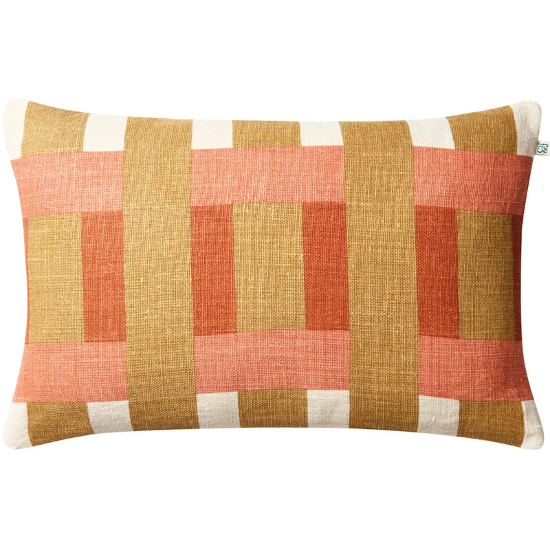 Benaras Kuddfodral 50x50 cm, Apricot Orange / Khaki