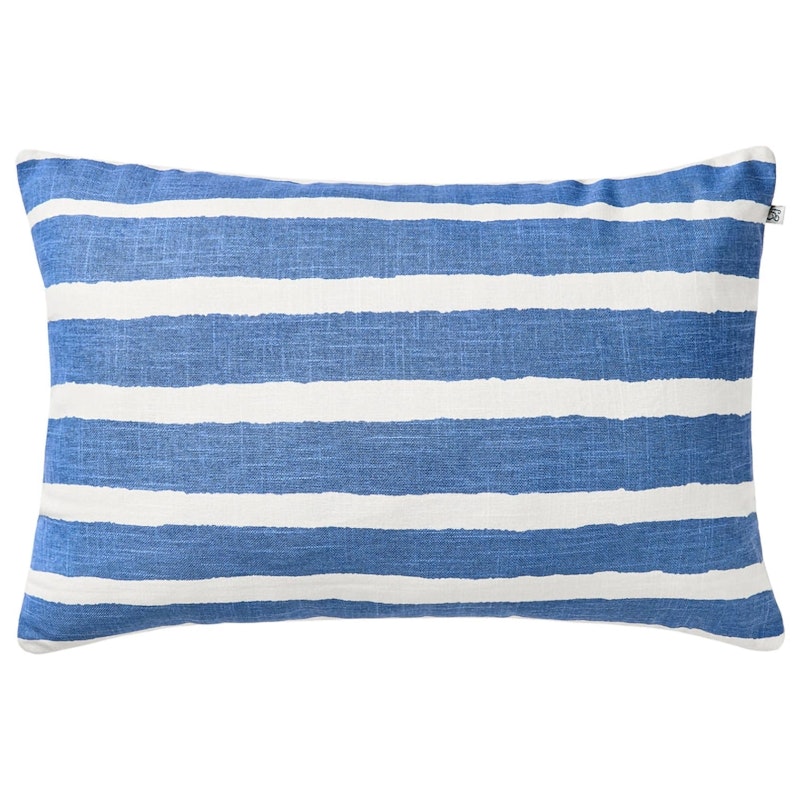 Block Stripe Utomhuskudde 40x60 cm, Off-white / Riviera Blue