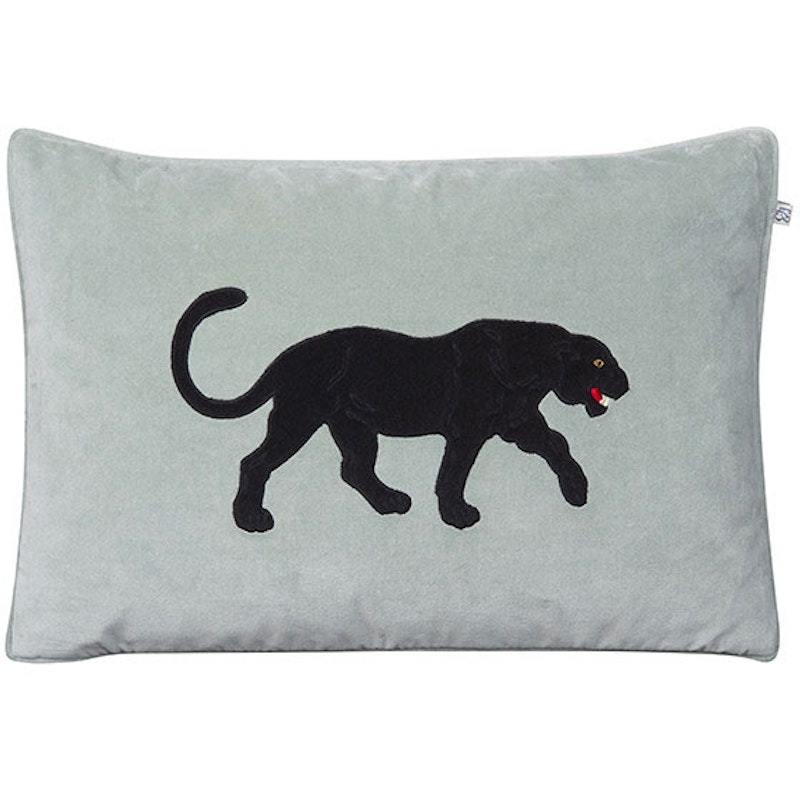 Embroidered Black Panther Kuddfodral 40x60cm, Aqua