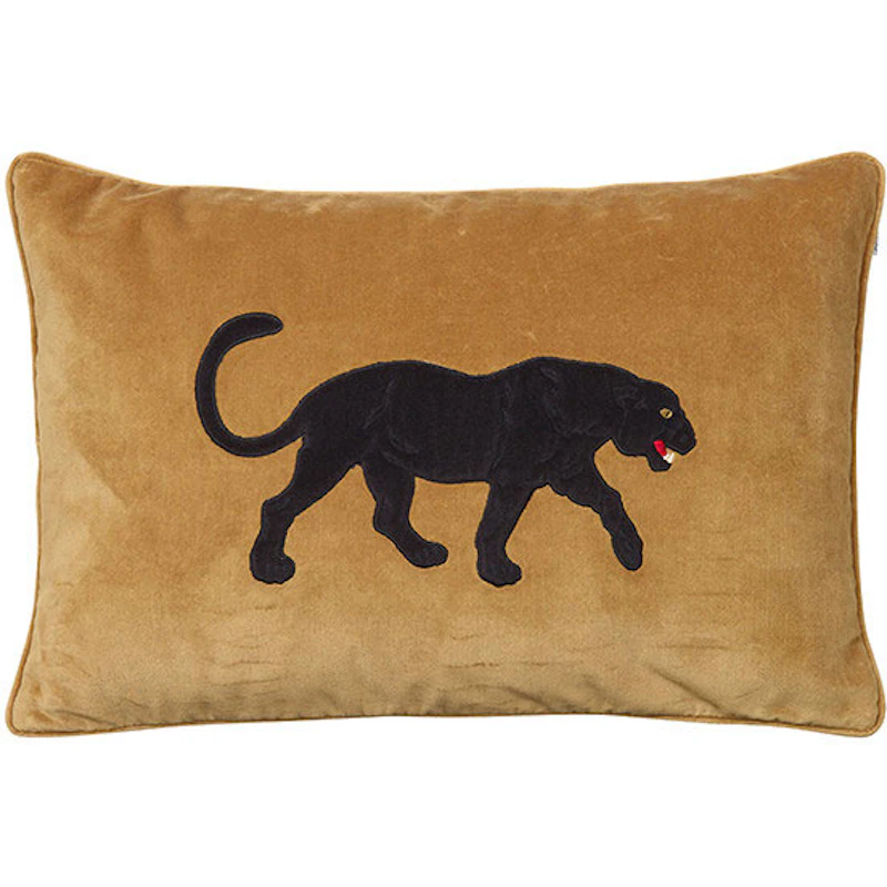Embroidered Black Panther Kuddfodral 40x60 cm, Masala Yellow
