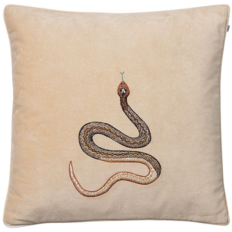 Embroidered Cobra Kuddfodral 50x50 cm, Beige