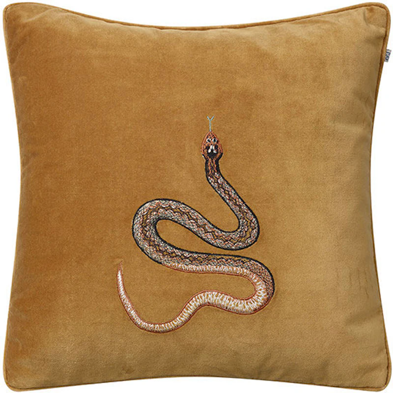 Embroidered Cobra Kuddfodral 50x50 cm, Masala Yellow