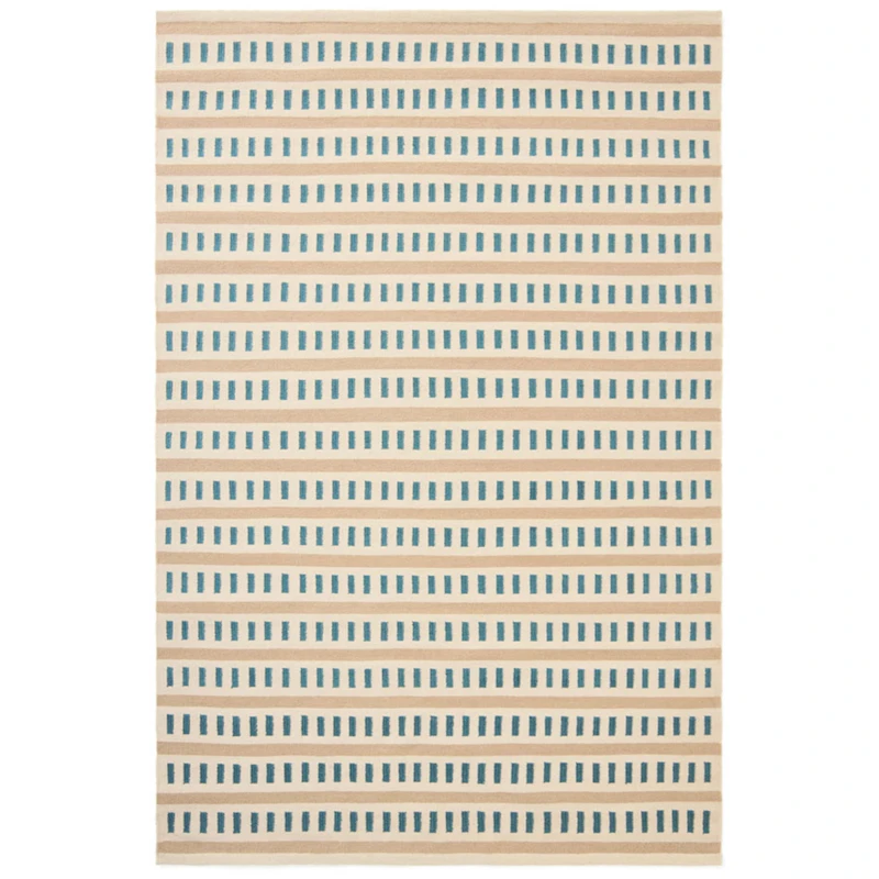 Ladakh Ullmatta 180x270 cm, Himmelsblå / Ljusbeige