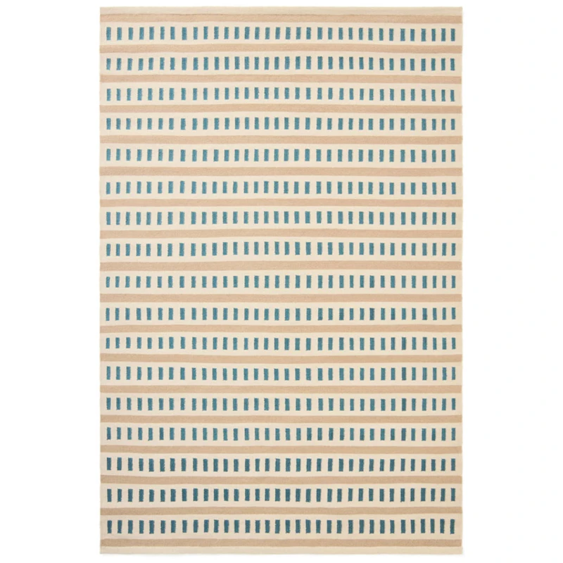 Ladakh Ullmatta 230x320 cm, Himmelsblå / Ljusbeige