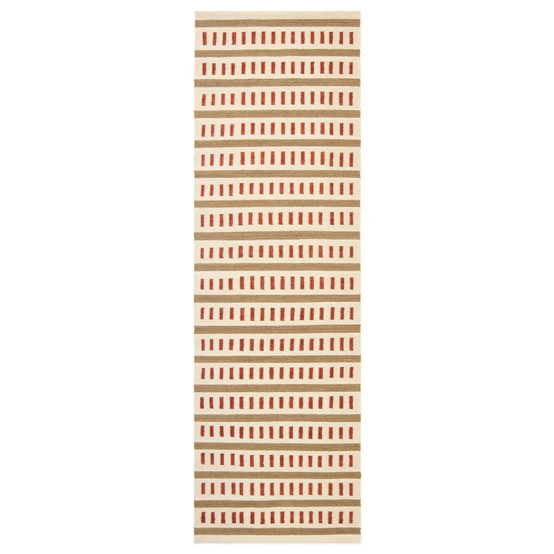 Ladakh Ullmatta 80x250 cm, Vit / Beige / Rost