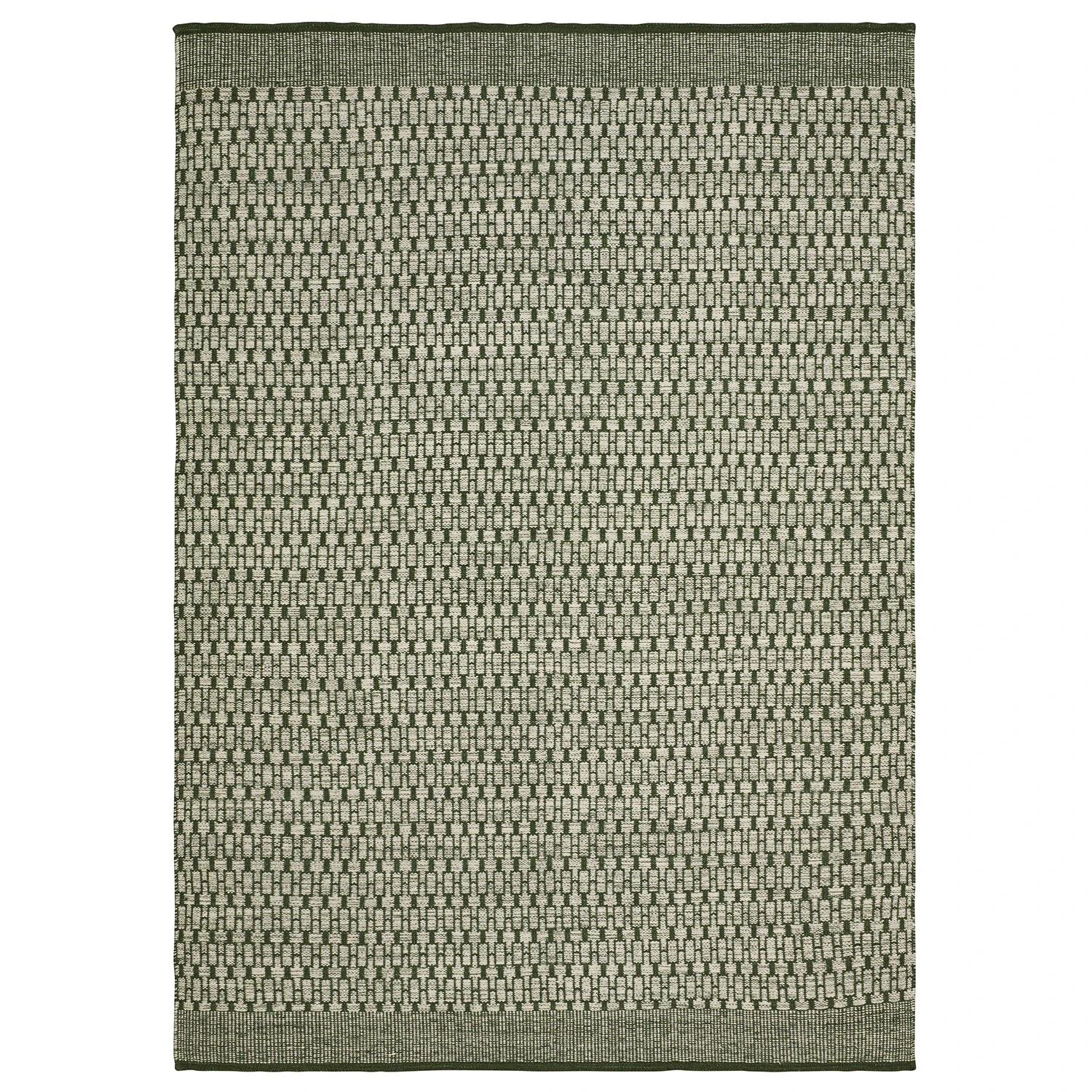 Chhatwal & Jonsson Mahi Dhurry Matta 80x250 Cm Off White/green - Mönstrade mattor Ull Grön