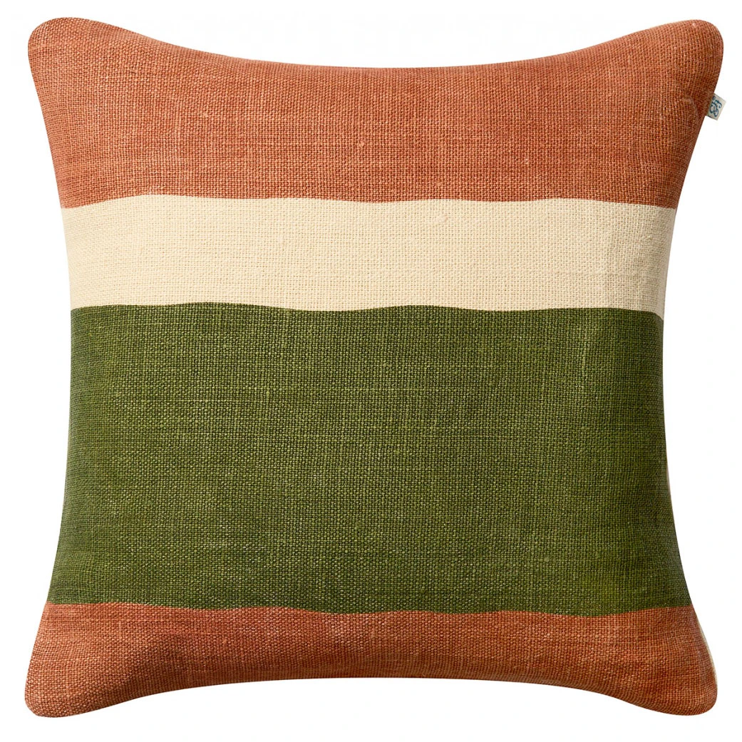 Chhatwal & Jonsson Manali Kuddfodral 50x50 Cm Apricot Orange / Cactus Green - Prydnadskuddar & Fodral Linne Aprikosapelsin