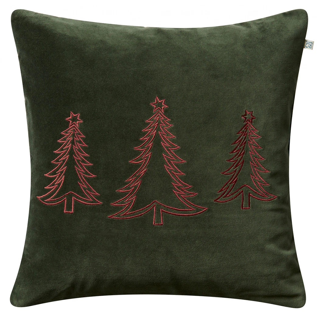 Chhatwal & Jonsson Pine Tree Kuddfodral 50x50 Cm - Prydnadskuddar & Fodral Sammet Skogsgrön