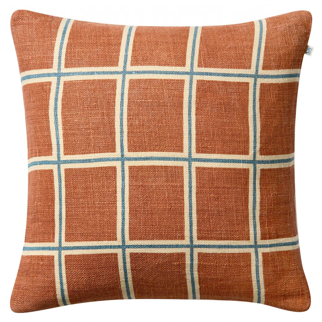 Chhatwal & Jonsson Raha Kuddfodral 50x50 Cm Apricot Orange / Sky Blue - Prydnadskuddar & Fodral Linne Aprikosapelsin